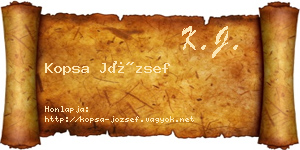 Kopsa József névjegykártya